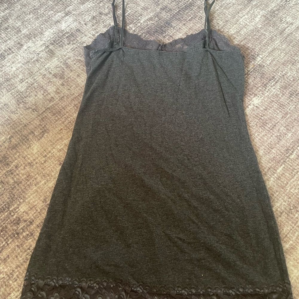 Bozzolo Camisole gray camisole tank top lace trim y2k fitted size large - Picture 4 of 4
